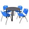 Kee Kee Round Table & Chair Set, Wood, Metal, Plastic Top, Grey TB48RNDGYBPBK47BE - alternate 1
